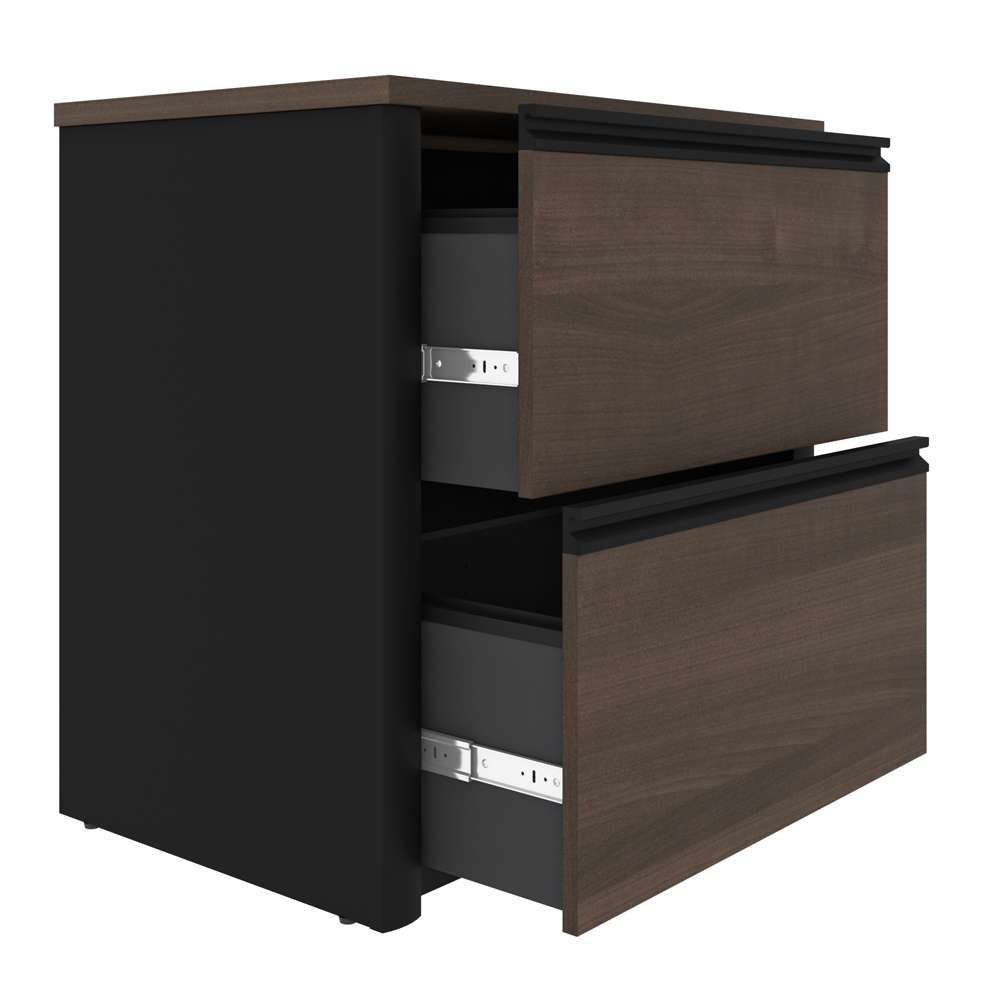 Bestar - Connexion 72W L-Shaped Desk with Lateral File Cabinet in Antigua & Black - 93883-000052 veiw 9