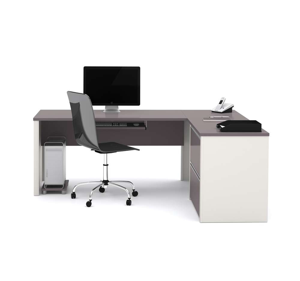 Bestar - Connexion 72W L-Shaped Desk with Lateral File Cabinet in Slate & Sandstone - 93862-59 veiw 4