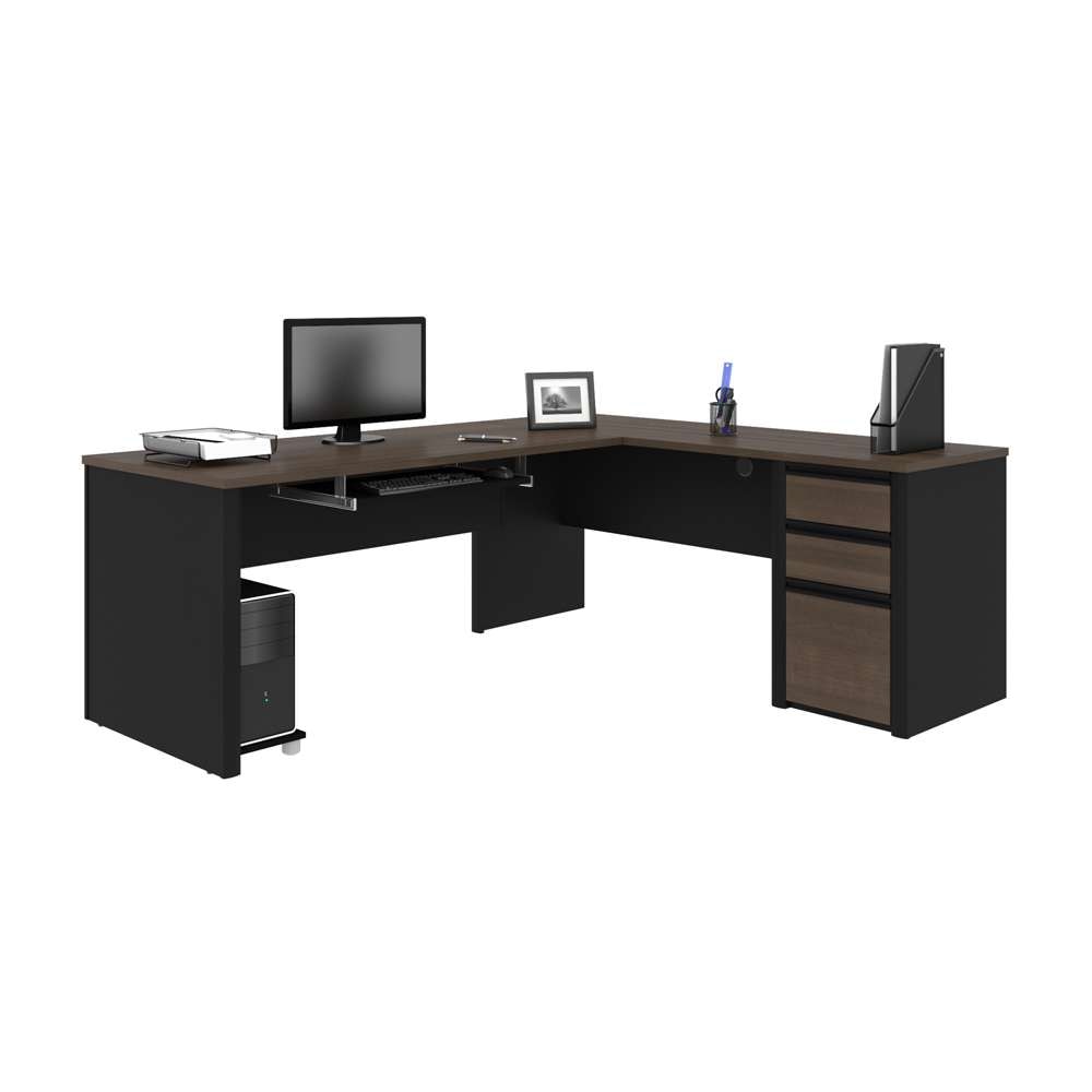 Bestar - Connexion 72W L-Shaped Desk with Pedestal in Antigua & Black - 93880-000052 veiw 1