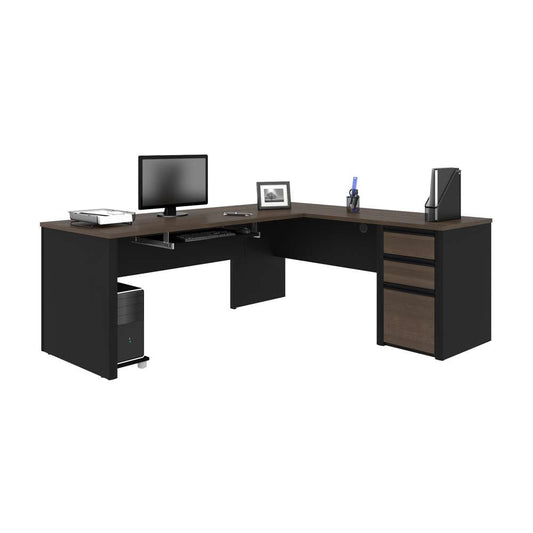 Bestar - Connexion 72W L-Shaped Desk with Pedestal in Antigua & Black - 93880-000052 veiw 1
