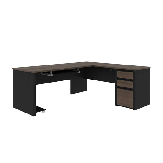 Bestar - Connexion 72W L-Shaped Desk with Pedestal in Antigua & Black - 93880-000052 veiw 2