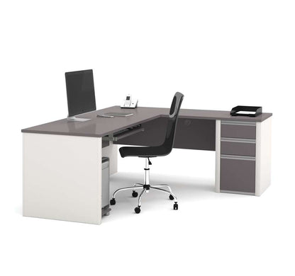 Bestar - Connexion 72W L-Shaped Desk with Pedestal in Slate & Sandstone - 93880-59 veiw 1