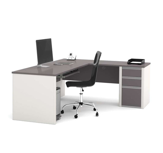 Bestar - Connexion 72W L-Shaped Desk with Pedestal in Slate & Sandstone - 93880-59 veiw 1