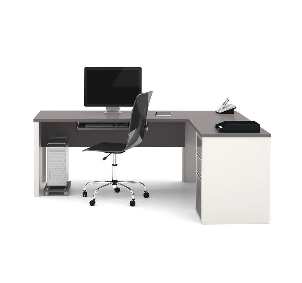 Bestar - Connexion 72W L-Shaped Desk with Pedestal in Slate & Sandstone - 93880-59 veiw 4