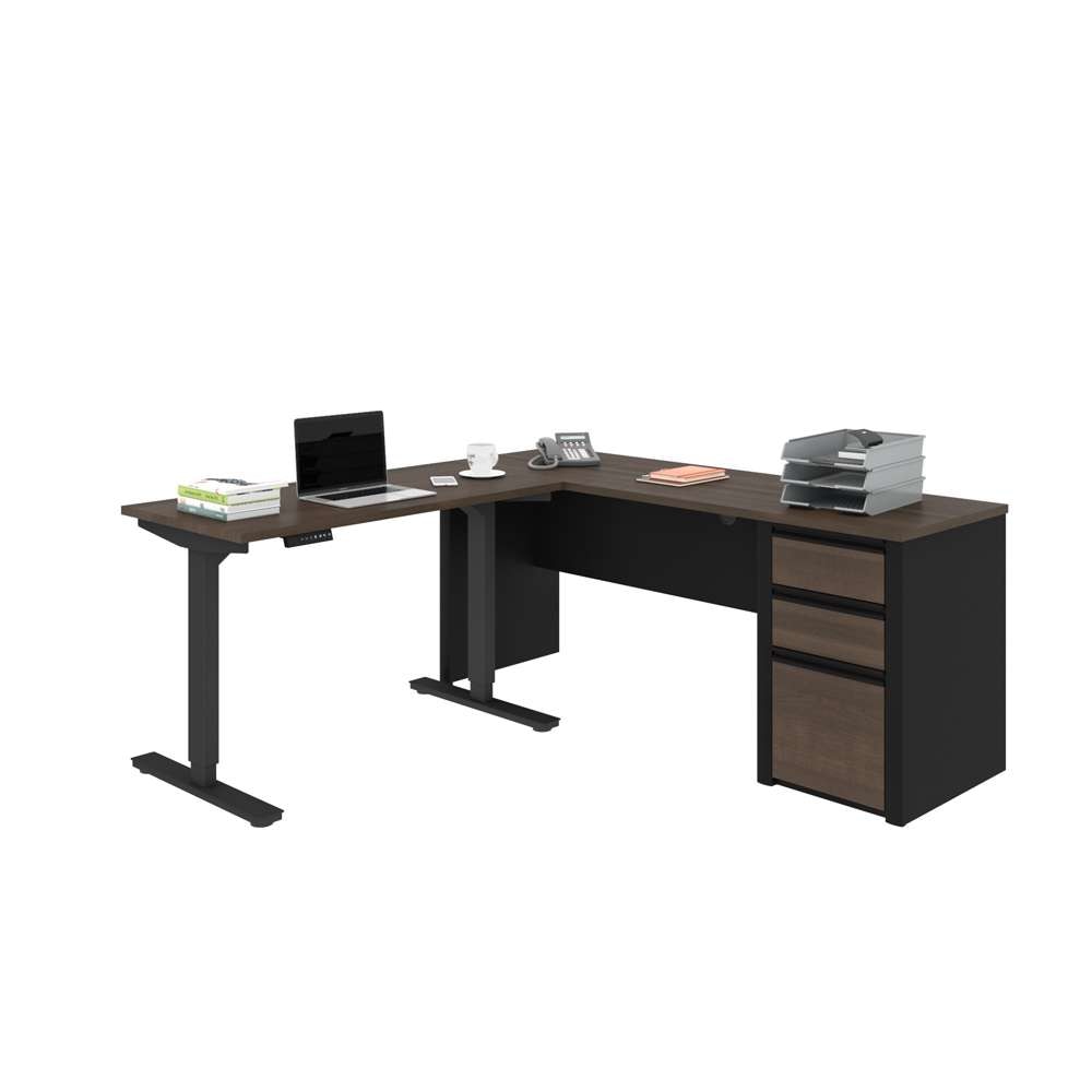 Bestar - Connexion 72W L-Shaped Standing Desk with Pedestal in Antigua & Black - 93885-000052 veiw 1