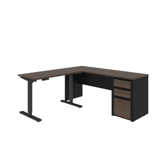 Bestar - Connexion 72W L-Shaped Standing Desk with Pedestal in Antigua & Black - 93885-000052 veiw 2