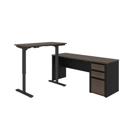 Bestar - Connexion 72W L-Shaped Standing Desk with Pedestal in Antigua & Black - 93885-000052 veiw 3