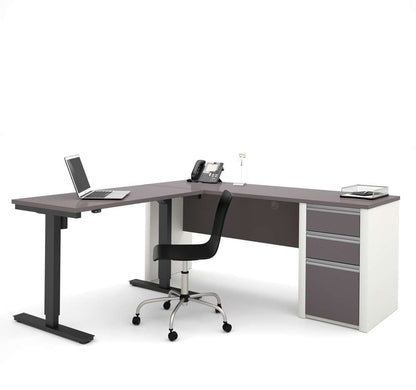 Bestar - Connexion 72W L-Shaped Standing Desk with Pedestal in Slate & Sandstone - 93885-59 veiw 2