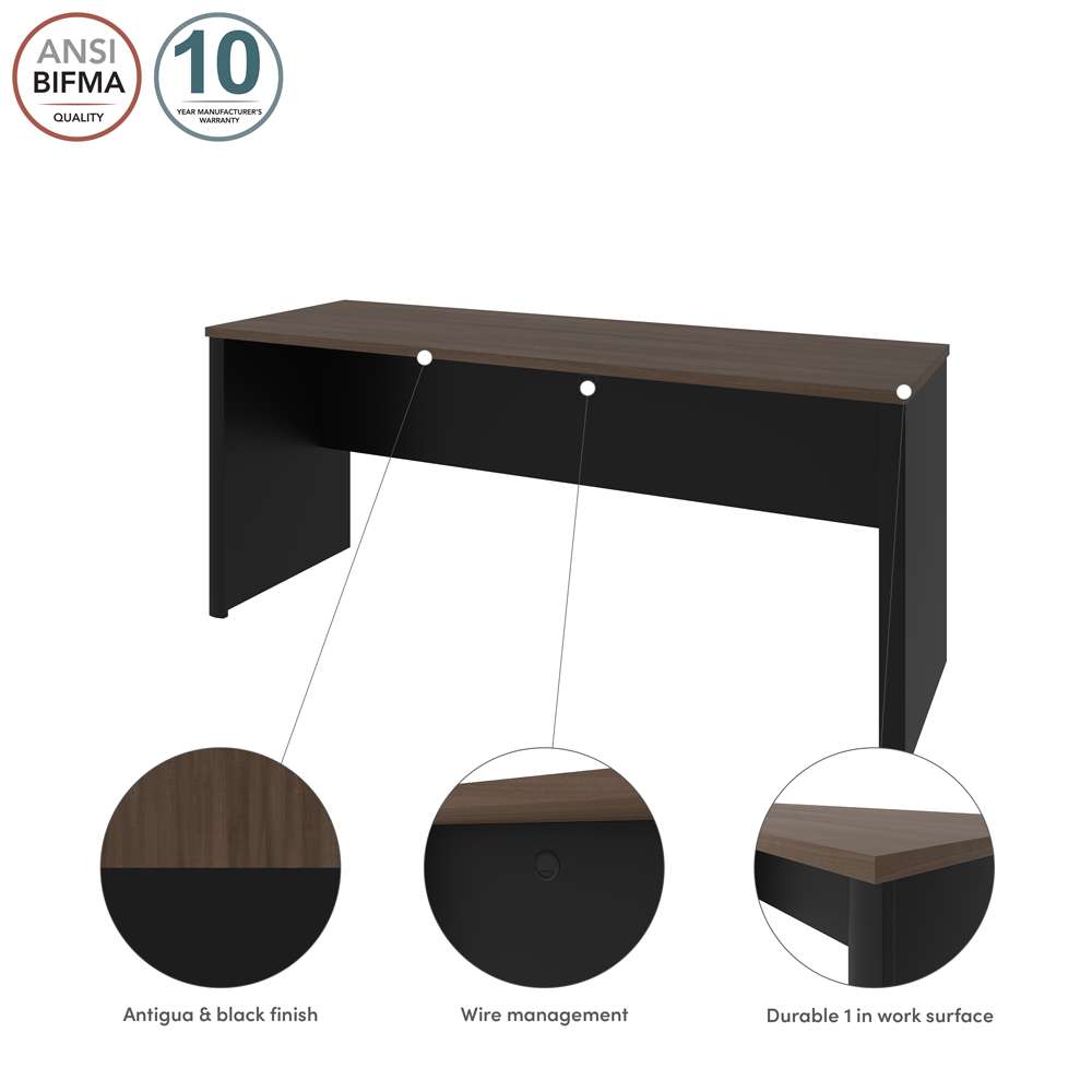 Bestar - Connexion 72W Narrow Desk Shell in Antigua & Black - 93612-000052 veiw 3