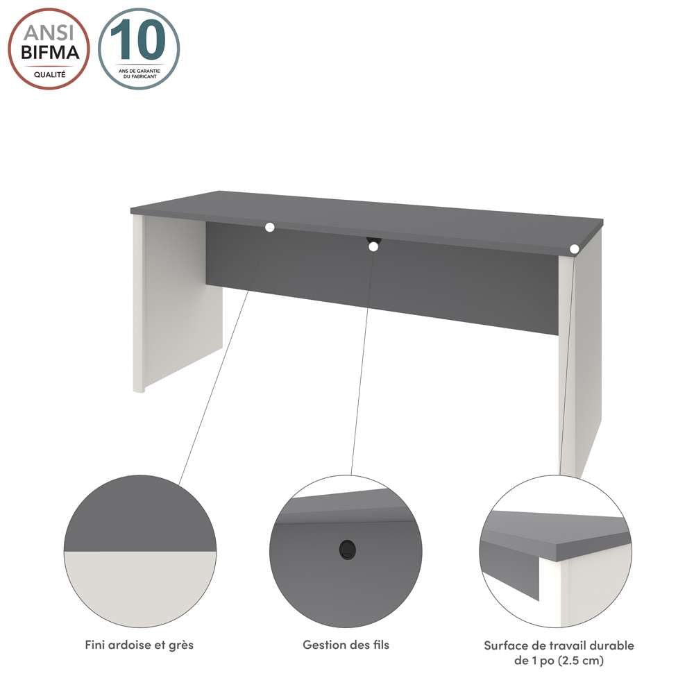 Bestar - Connexion 72W Narrow Desk Shell in Slate & Sandstone - 93612-1159 veiw 2