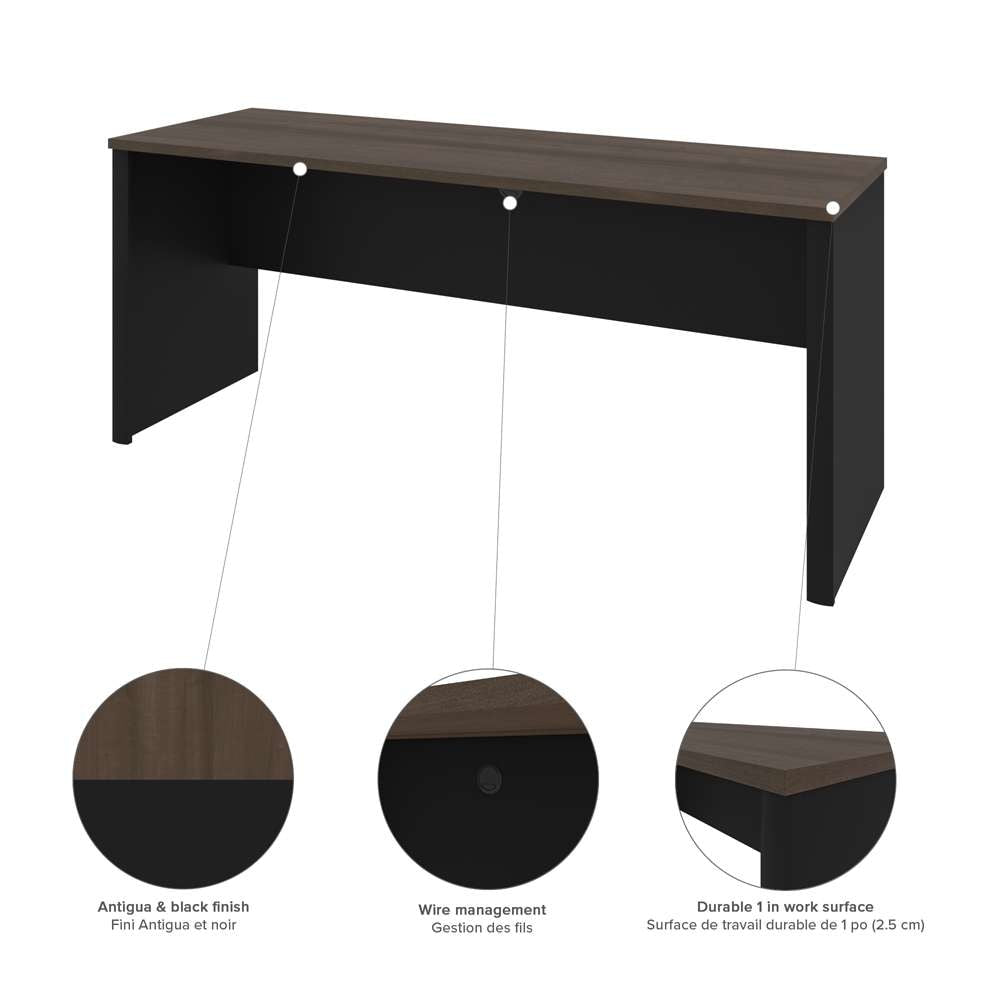 Bestar - Connexion 72W U-Shaped Executive Desk with Lateral File Cabinet and Hutch in Antigua & Black - 93863-000052 veiw 7