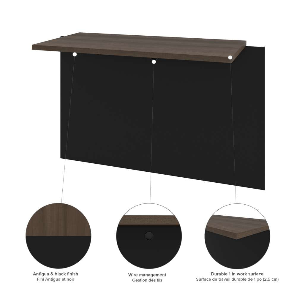 Bestar - Connexion 72W U-Shaped Executive Desk with Lateral File Cabinet and Hutch in Antigua & Black - 93863-000052 veiw 8