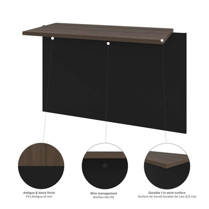 Bestar - Connexion 72W U-Shaped Executive Desk with Lateral File Cabinet and Hutch in Antigua & Black - 93863-000052 veiw 8