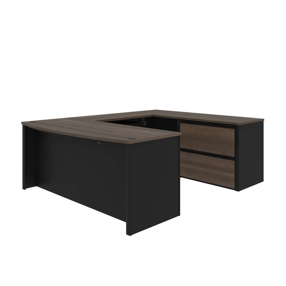 Bestar - Connexion 72W U-Shaped Executive Desk with Lateral File Cabinet in Antigua & Black - 93865-000052 veiw 2