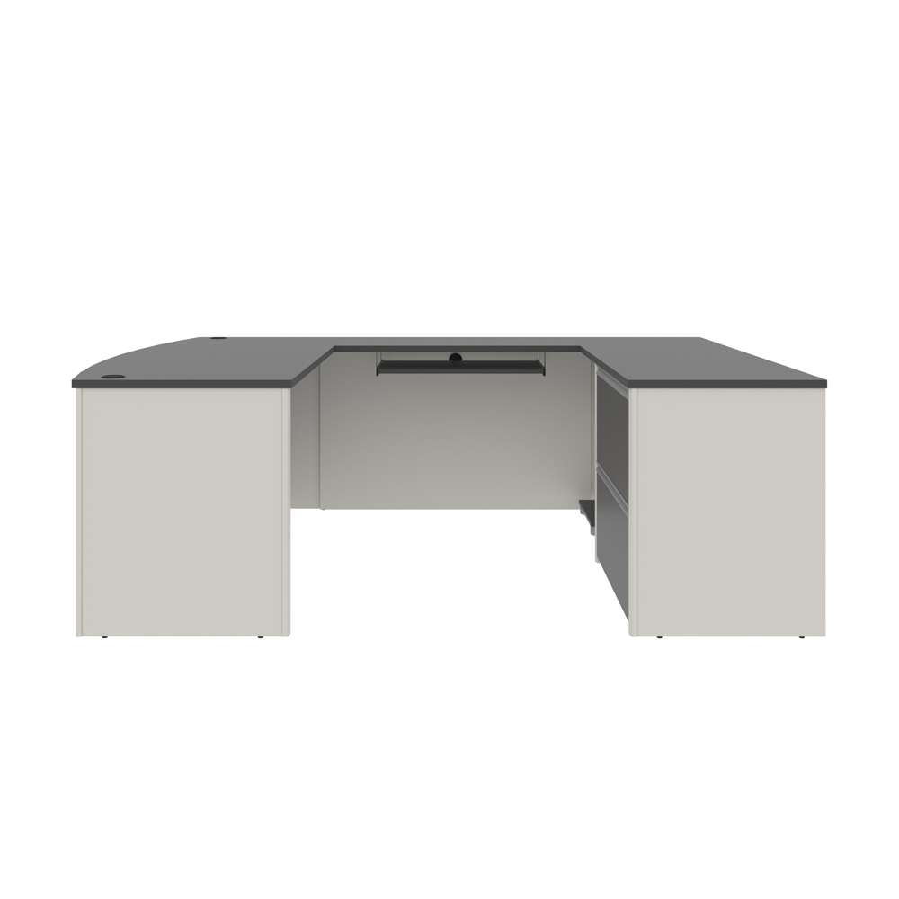 Bestar - Connexion 72W U-Shaped Executive Desk with Lateral File Cabinet in Slate & Sandstone - 93865-59 veiw 3