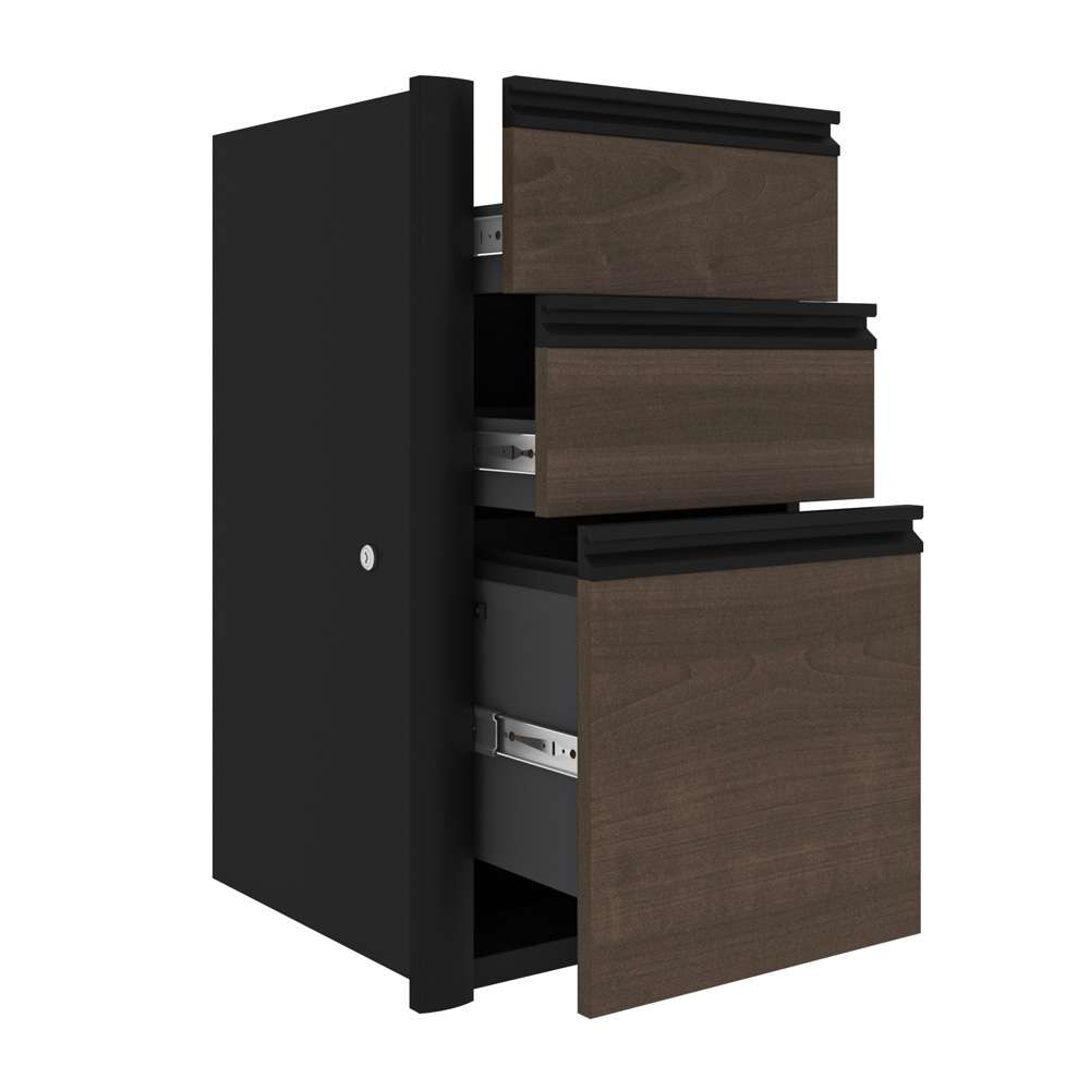 Bestar - Connexion 72W U-Shaped Executive Desk with Pedestal and Hutch in Antigua & Black - 93879-000052 veiw 10