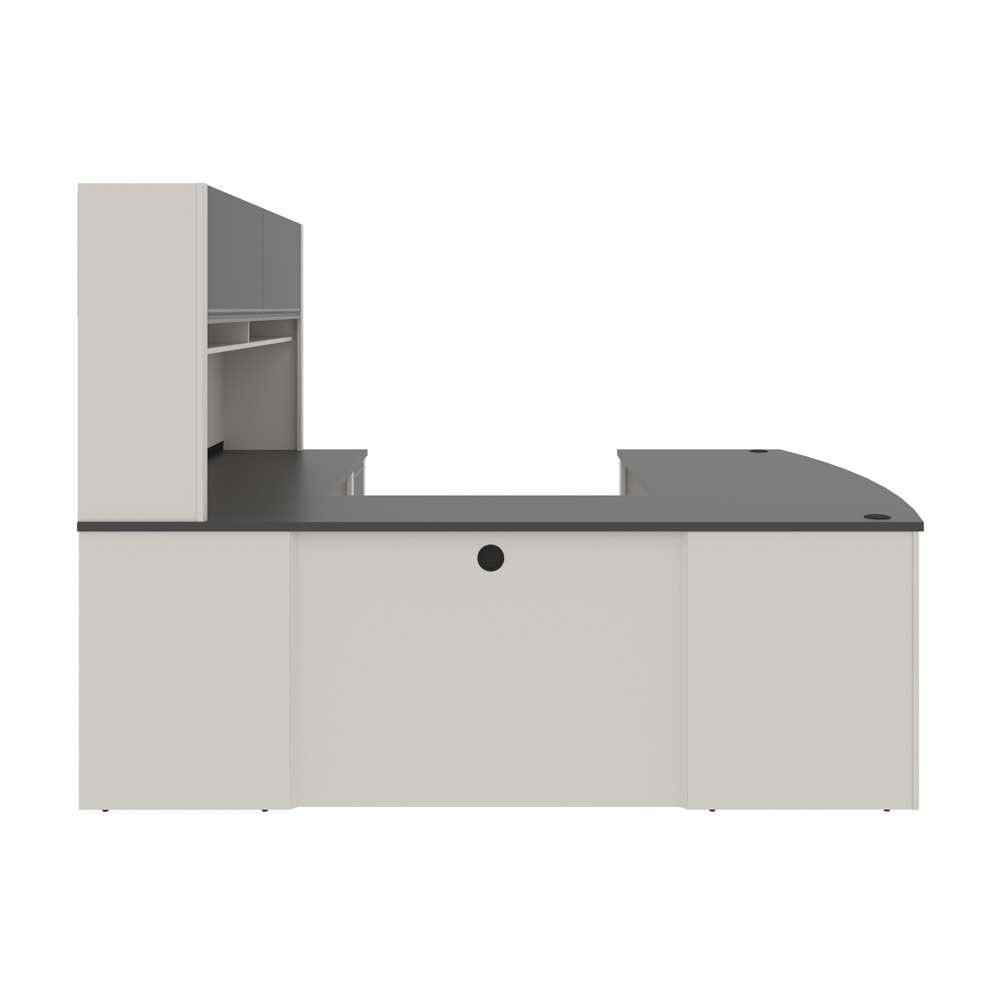 Bestar - Connexion 72W U-Shaped Executive Desk with Pedestal and Hutch in Slate & Sandstone - 93879-59 veiw 5