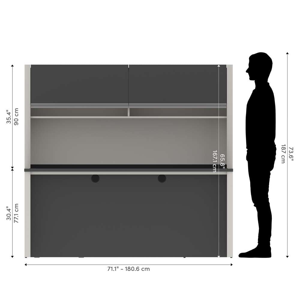 Bestar - Connexion 72W U-Shaped Executive Desk with Pedestal and Hutch in Slate & Sandstone - 93879-59 veiw 10