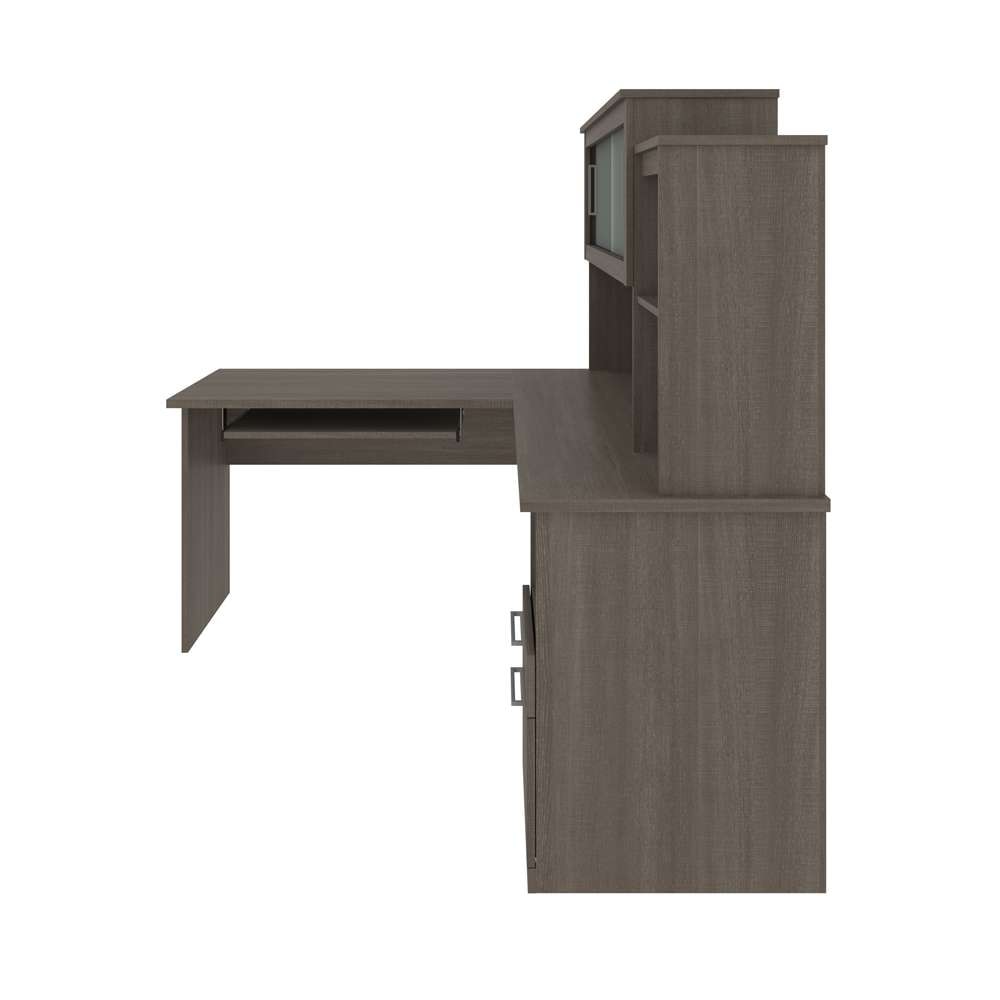 Bestar - Dayton 63W 65W L-Shaped Desk with Hutch in Bark Grey - 88420-47 veiw 5