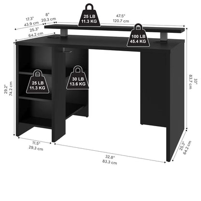 Bestar - Electra 48W Gaming Desk in Black - 169400-000018 veiw 11