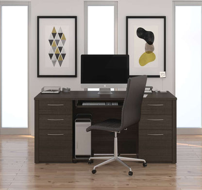 Bestar - Embassy 66W Executive Desk with Two Pedestals in Dark Chocolate - 60850-79 veiw 3