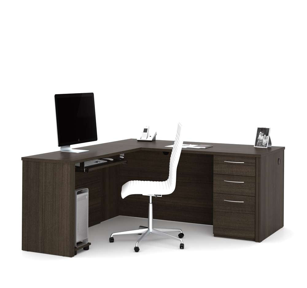 Bestar - Embassy 66W L-Shaped Desk with Pedestal in Dark Chocolate - 60852-79 veiw 1