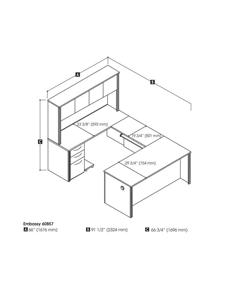Bestar - Embassy 66W U-Shaped Executive Desk with Pedestal and Hutch in Dark Chocolate - 60857-79 veiw 5