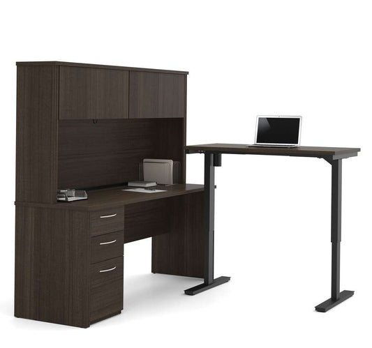 Bestar - Embassy 72W 2-Piece Set Including A Standing Desk and A Desk with Hutch in Dark Chocolate - 60886-79 veiw 1