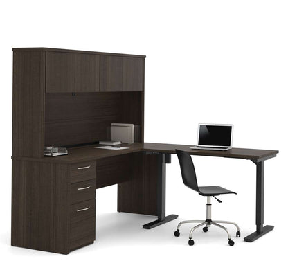 Bestar - Embassy 72W 2-Piece Set Including A Standing Desk and A Desk with Hutch in Dark Chocolate - 60886-79 veiw 2