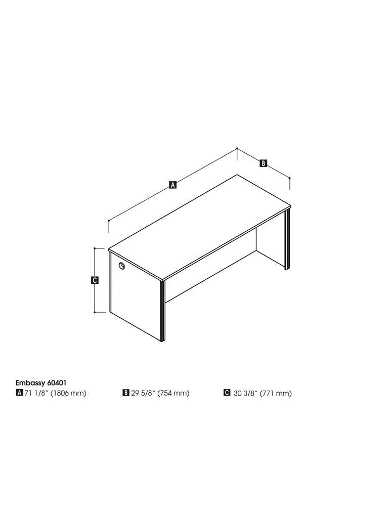 Bestar - Embassy 72W Desk Shell in Dark Chocolate - 60401-1179 veiw 2