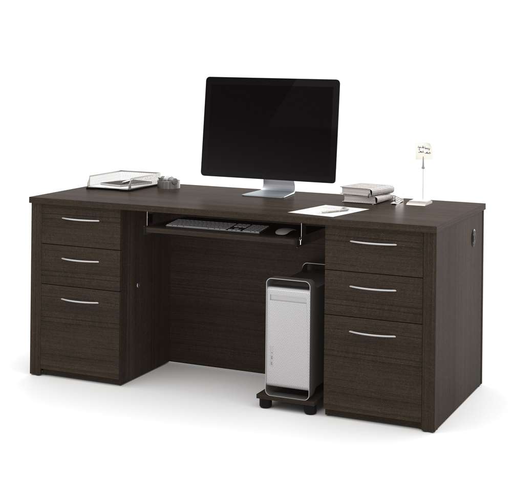 Bestar - Embassy 72W Executive Desk with Two Pedestals in Dark Chocolate - 60890-79 veiw 1