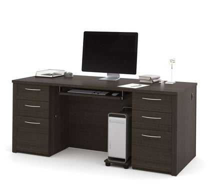 Bestar - Embassy 72W Executive Desk with Two Pedestals in Dark Chocolate - 60890-79 veiw 1
