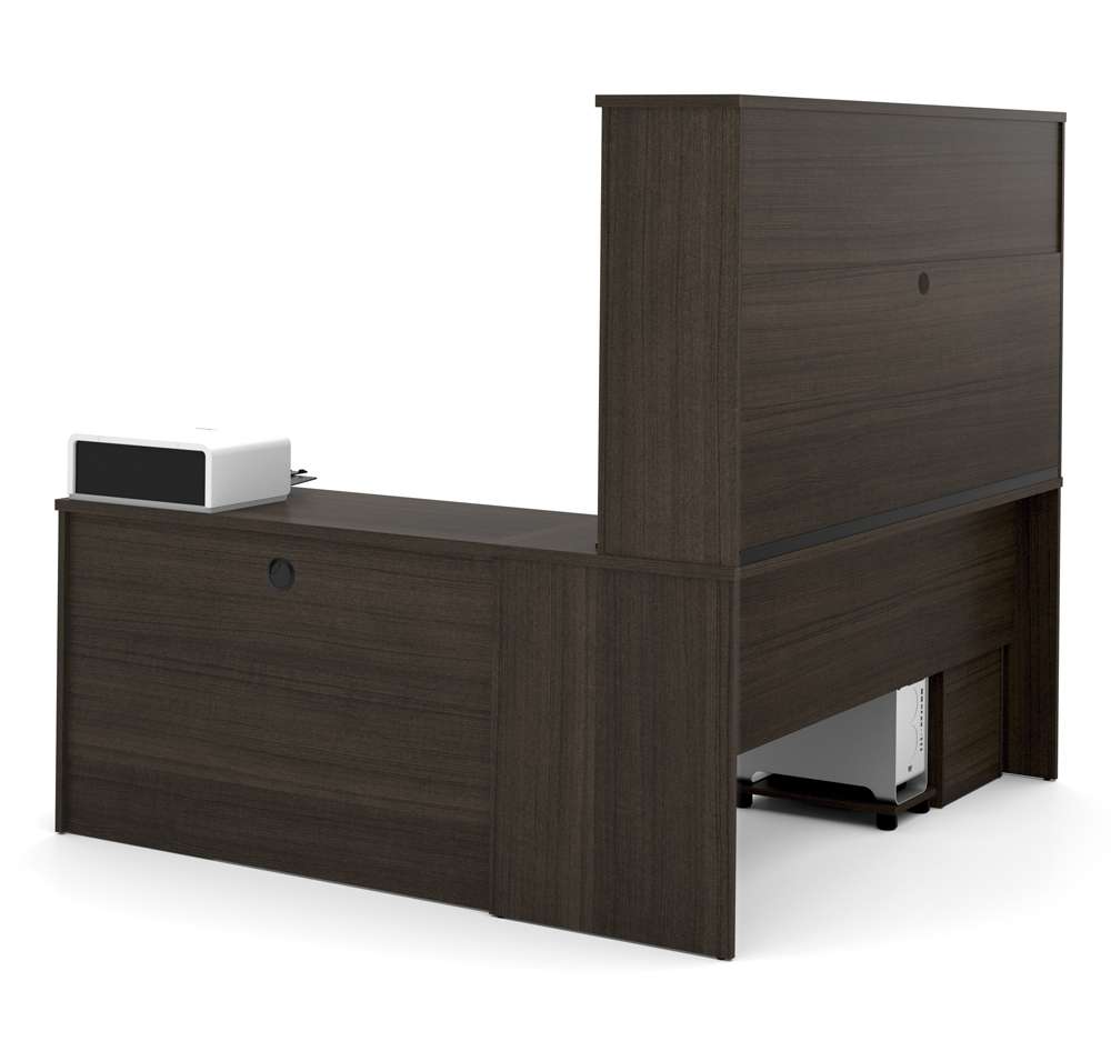 Bestar - Embassy 72W L-Shaped Desk with Hutch and 2 Pedestals in Dark Chocolate - 60893-79 veiw 2