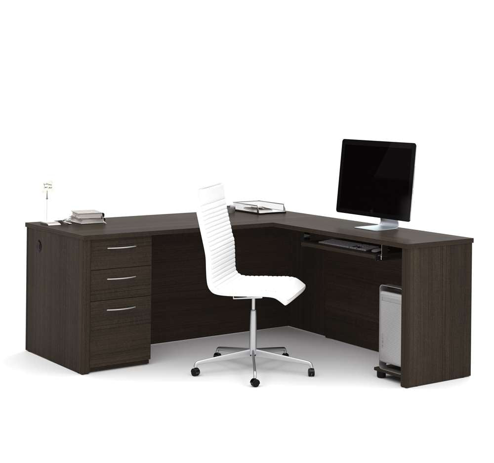 Bestar - Embassy 72W L-Shaped Desk with Pedestal in Dark Chocolate - 60892-79 veiw 1
