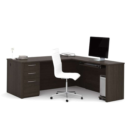 Bestar - Embassy 72W L-Shaped Desk with Pedestal in Dark Chocolate - 60892-79 veiw 1