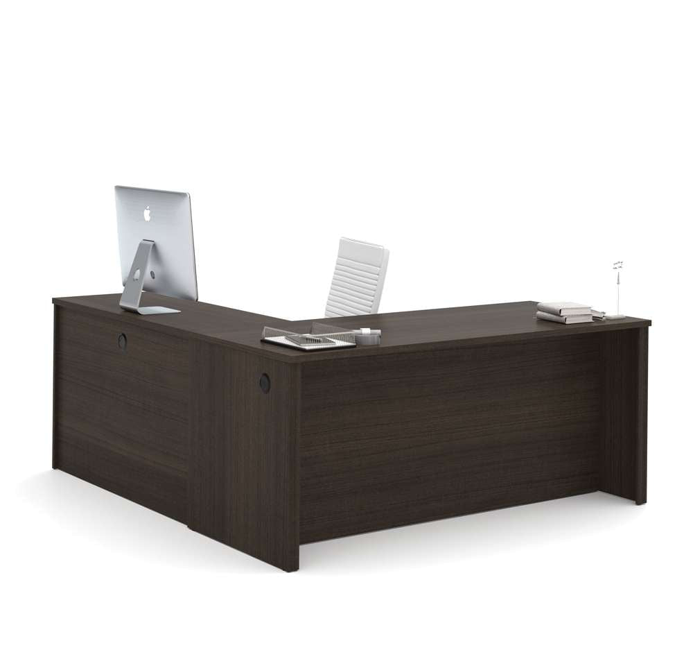 Bestar - Embassy 72W L-Shaped Desk with Pedestal in Dark Chocolate - 60892-79 veiw 2