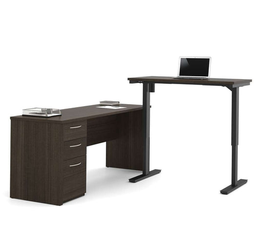 Bestar - Embassy 72W L-Shaped Standing Desk with Pedestal in Dark Chocolate - 60885-79 veiw 1