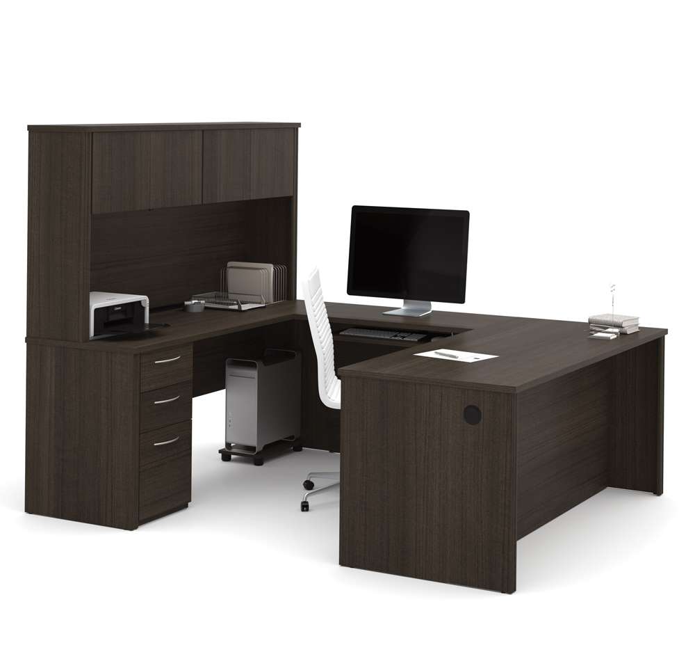 Bestar - Embassy 72W U-Shaped Executive Desk with Pedestal and Hutch in Dark Chocolate - 60897-79 veiw 1