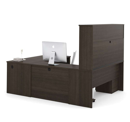 Bestar - Embassy 72W U-Shaped Executive Desk with Pedestal and Hutch in Dark Chocolate - 60897-79 veiw 2