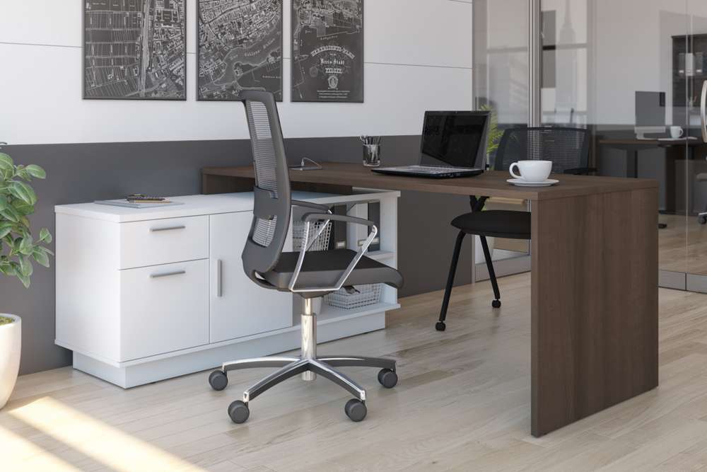 Bestar - Equinox 72W L-Shaped Desk in Antigua & White - 115420-000052 veiw 4