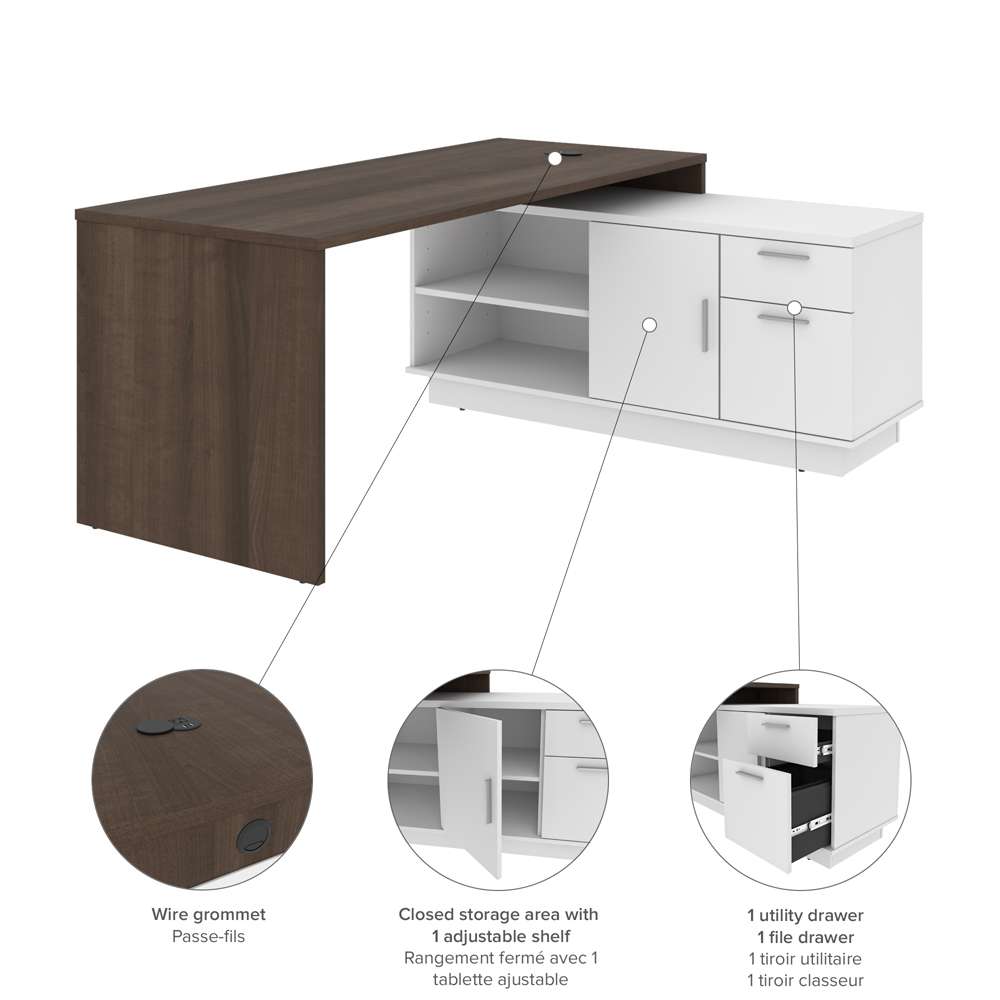 Bestar - Equinox 72W L-Shaped Desk in Antigua & White - 115420-000052 veiw 5