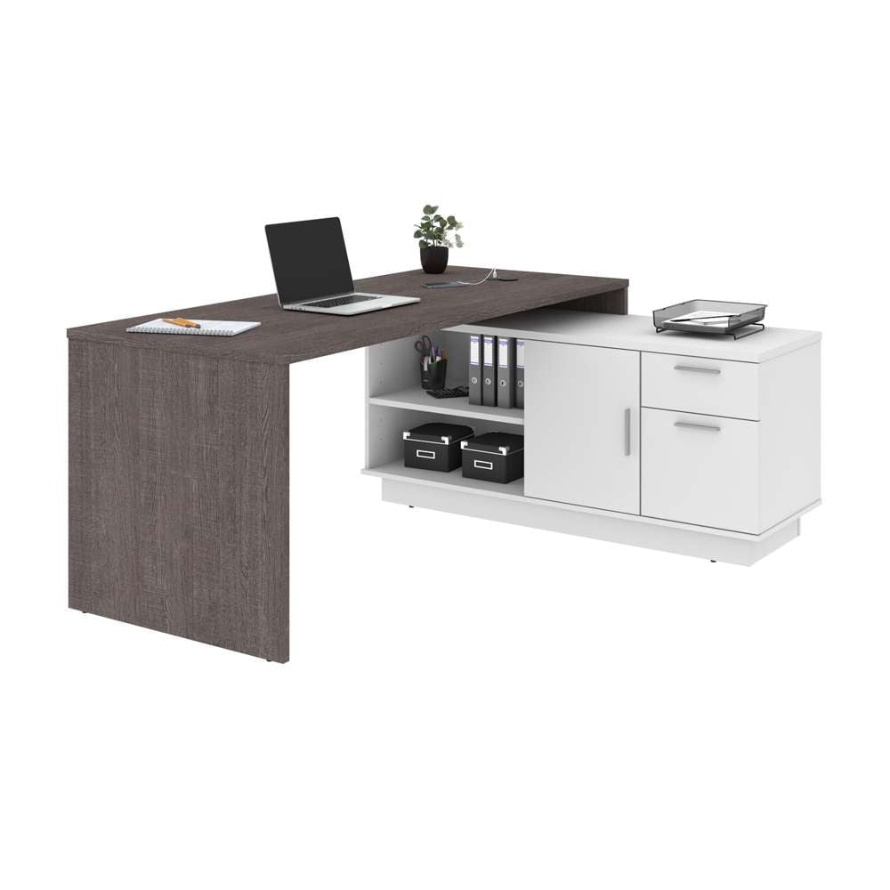 Bestar - Equinox 72W L-Shaped Desk in Bark Grey & White - 115420-000047 veiw 1