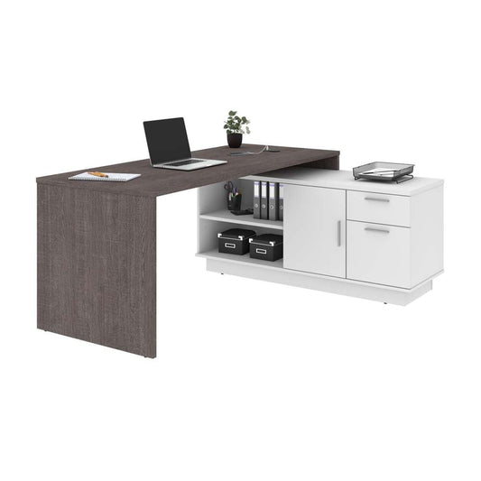 Bestar - Equinox 72W L-Shaped Desk in Bark Grey & White - 115420-000047 veiw 1