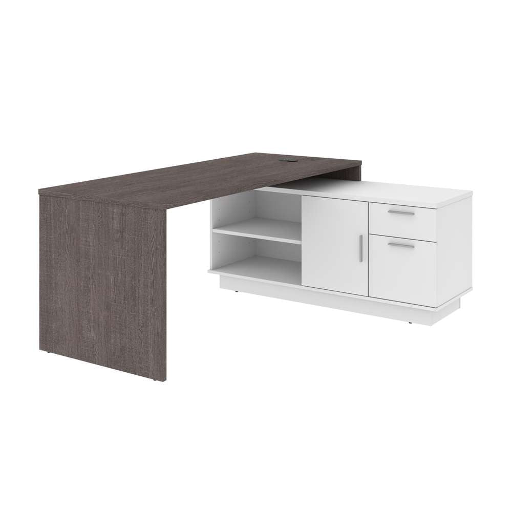 Bestar - Equinox 72W L-Shaped Desk in Bark Grey & White - 115420-000047 veiw 2