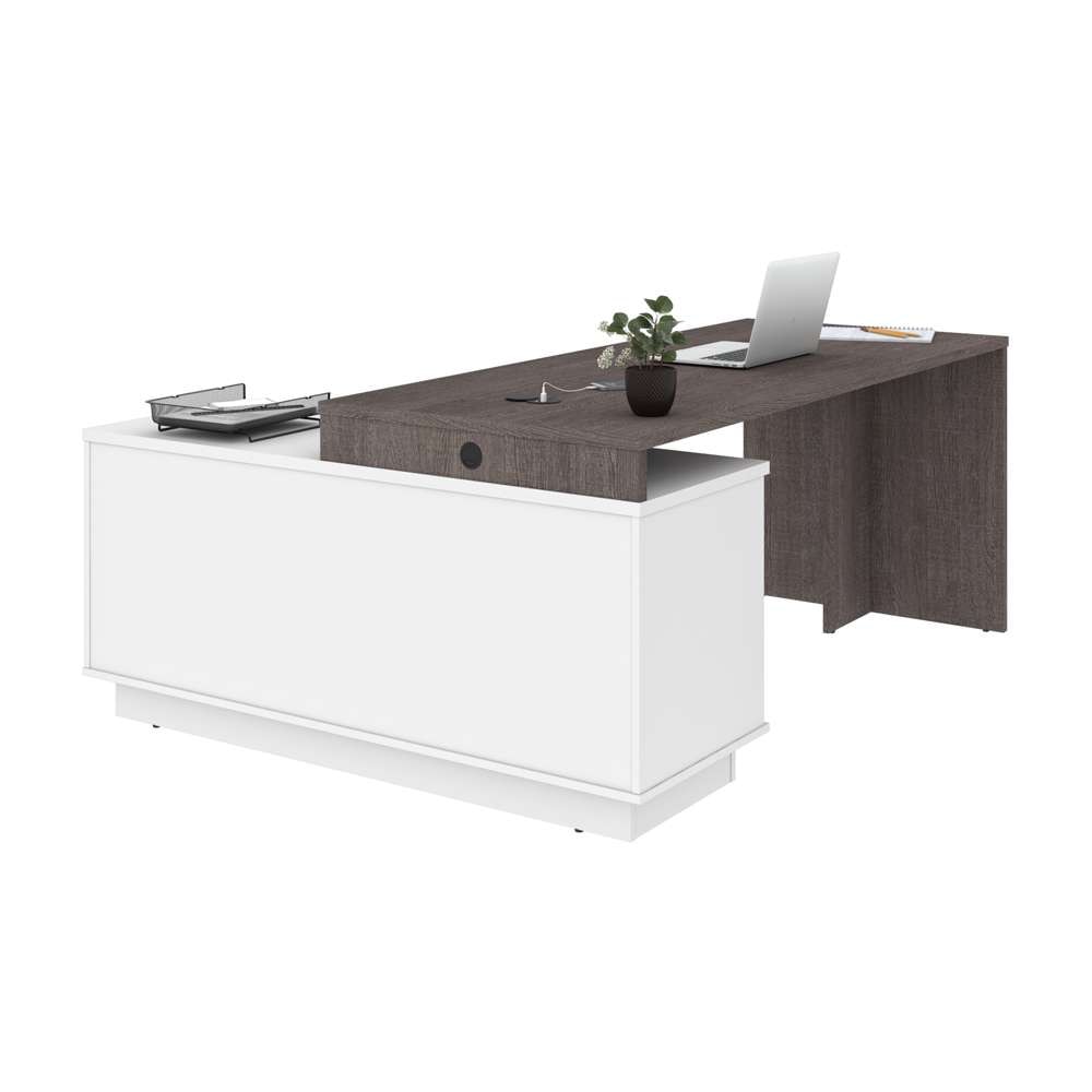 Bestar - Equinox 72W L-Shaped Desk in Bark Grey & White - 115420-000047 veiw 3