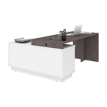 Bestar - Equinox 72W L-Shaped Desk in Bark Grey & White - 115420-000047 veiw 3