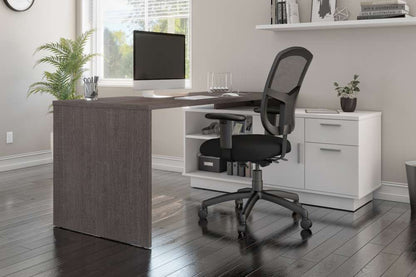 Bestar - Equinox 72W L-Shaped Desk in Bark Grey & White - 115420-000047 veiw 4