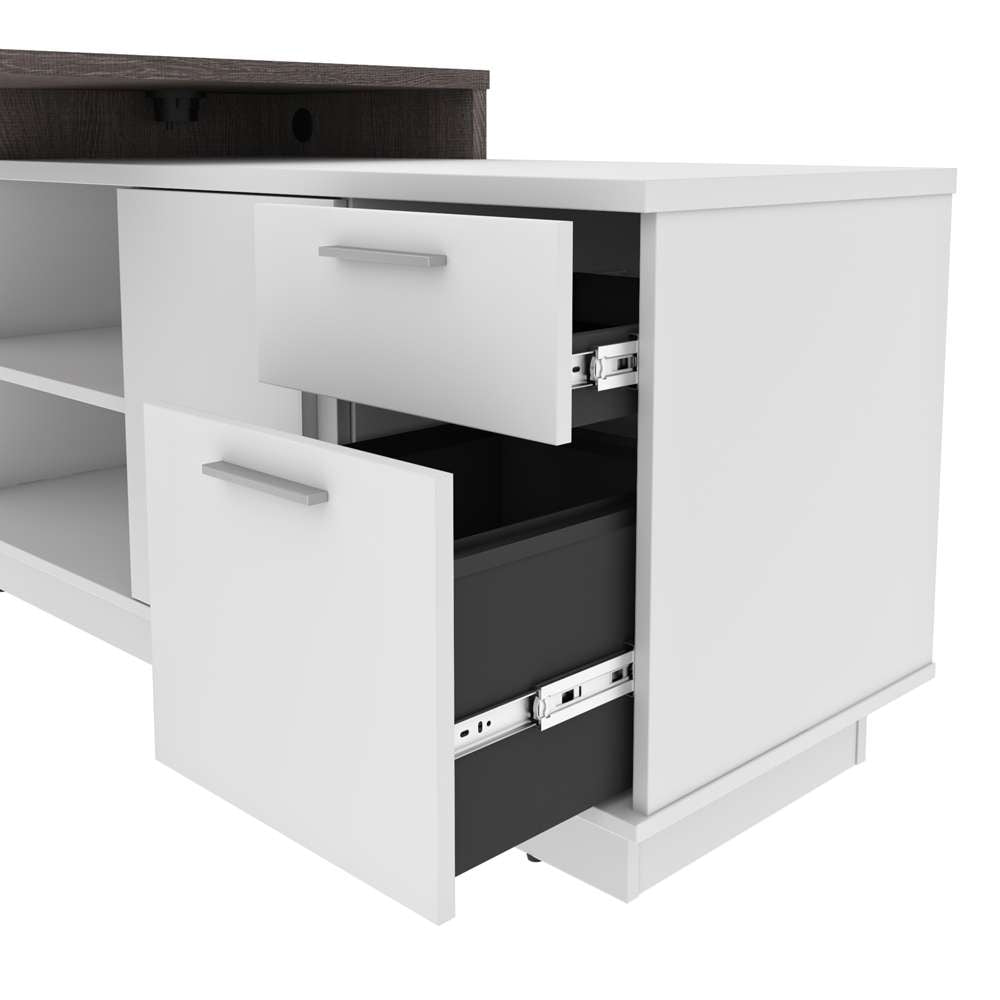Bestar - Equinox 72W L-Shaped Desk in Bark Grey & White - 115420-000047 veiw 9