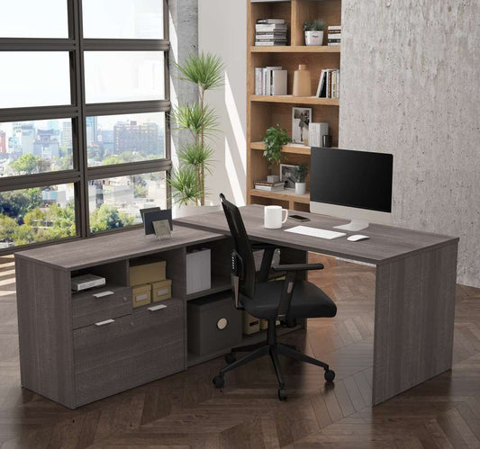 Bestar - I3 Plus 72W L-Shaped Desk in Bark Grey - 160850-47 veiw 2