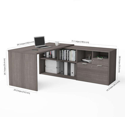 Bestar - I3 Plus 72W L-Shaped Desk in Bark Grey - 160850-47 veiw 3